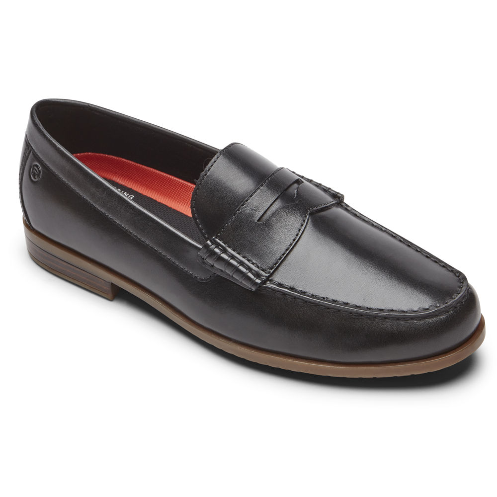 Rockport Loafers For Mens Black - Curtys Penny - MA3715286